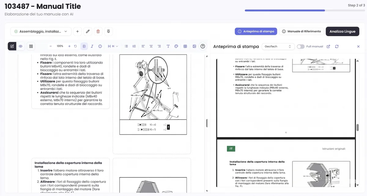 Editor per manuali tecnici